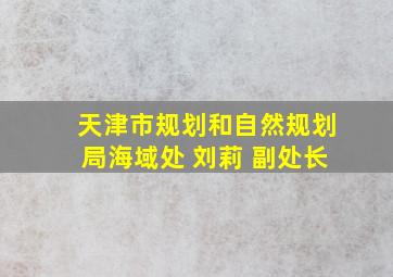 天津市规划和自然规划局海域处 刘莉 副处长